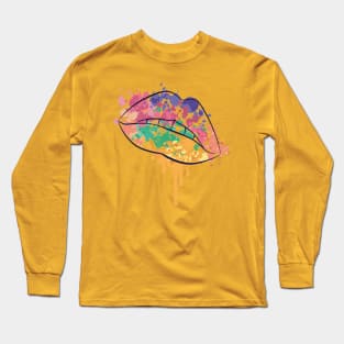 Mouth With Watercolor Stains Long Sleeve T-Shirt